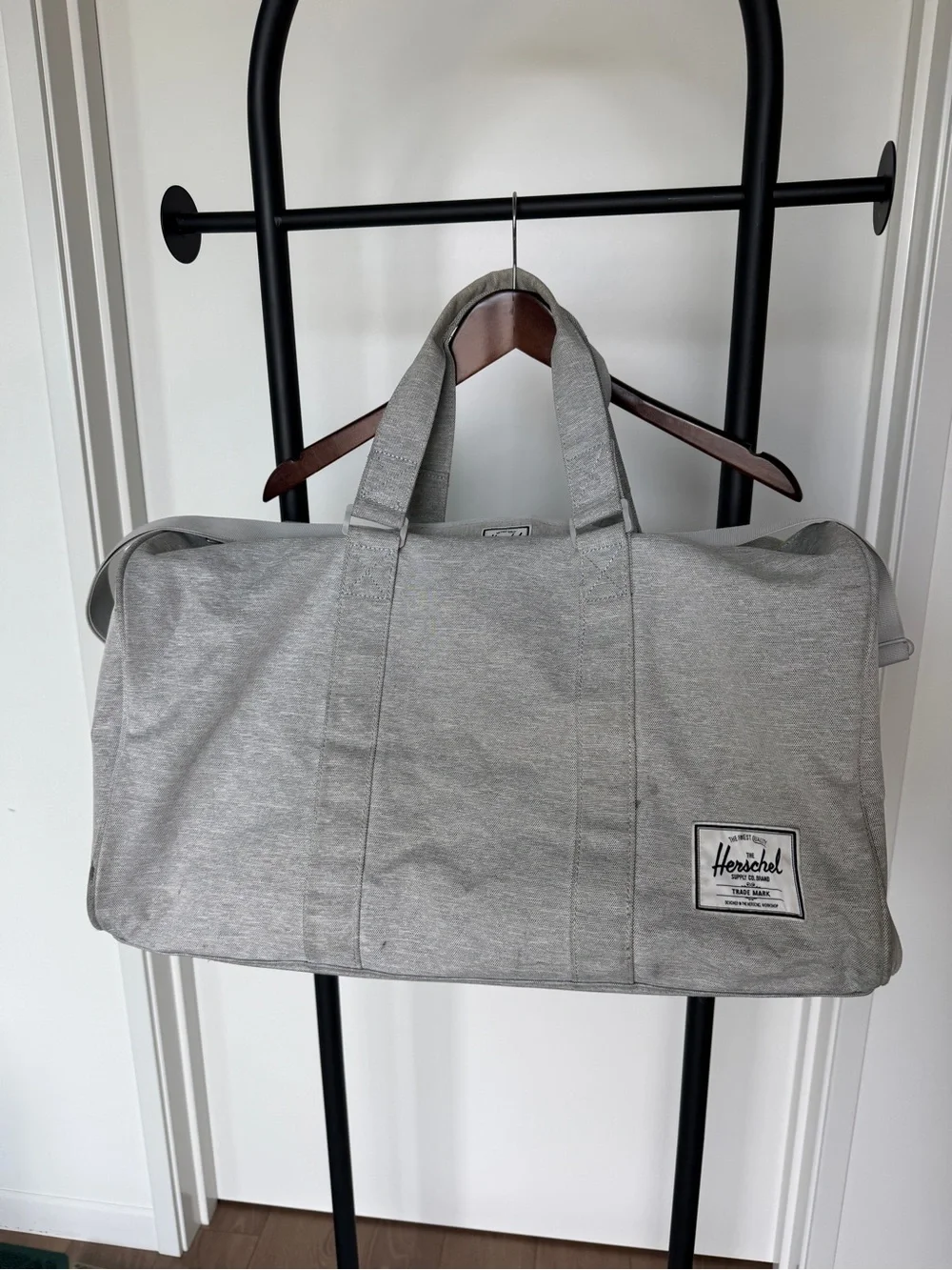 Herschel Supply Company Light Gray Novel Duffel with Neon Yellow Zipper